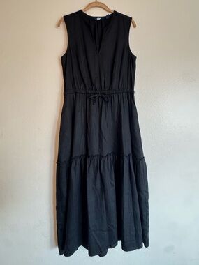 Lands' End Sleeveless Black Midi Tiered Dress